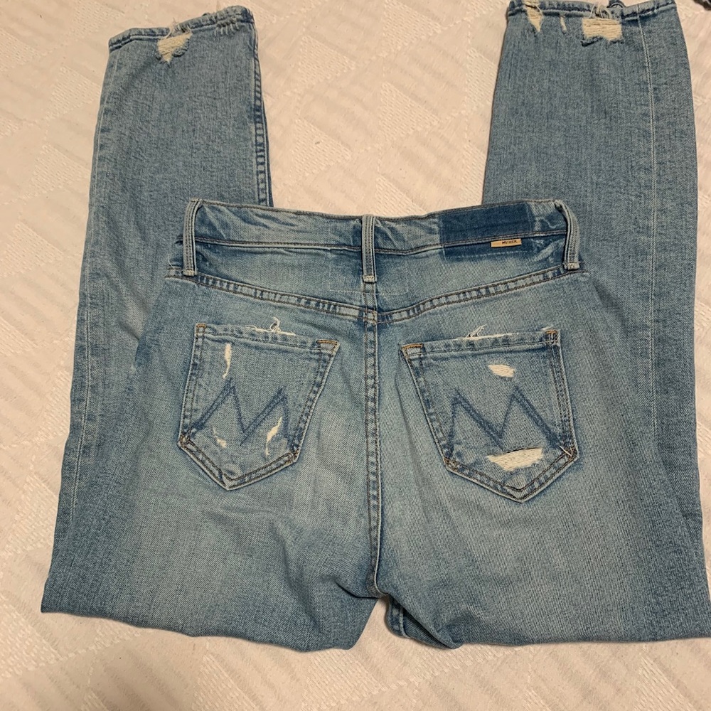 mother tomcat ultra high rise straight ankle jeans